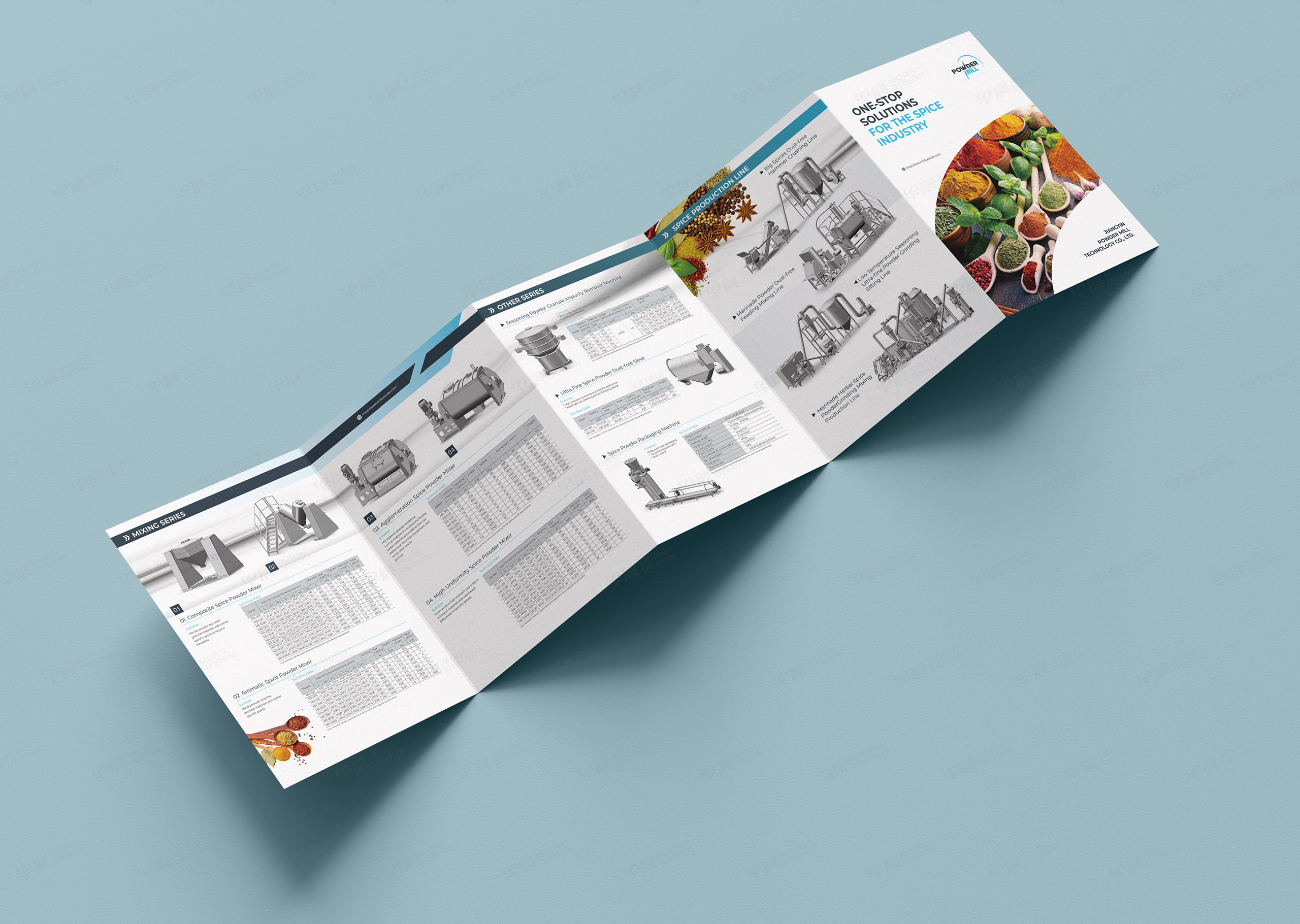 五折页设计,宣传折页设计,米尔Powder Mill香料破碎磨粉机宣传五折页设计,苏州,无锡,常州,南通,泰州,湖州,嘉兴,折页设计公司